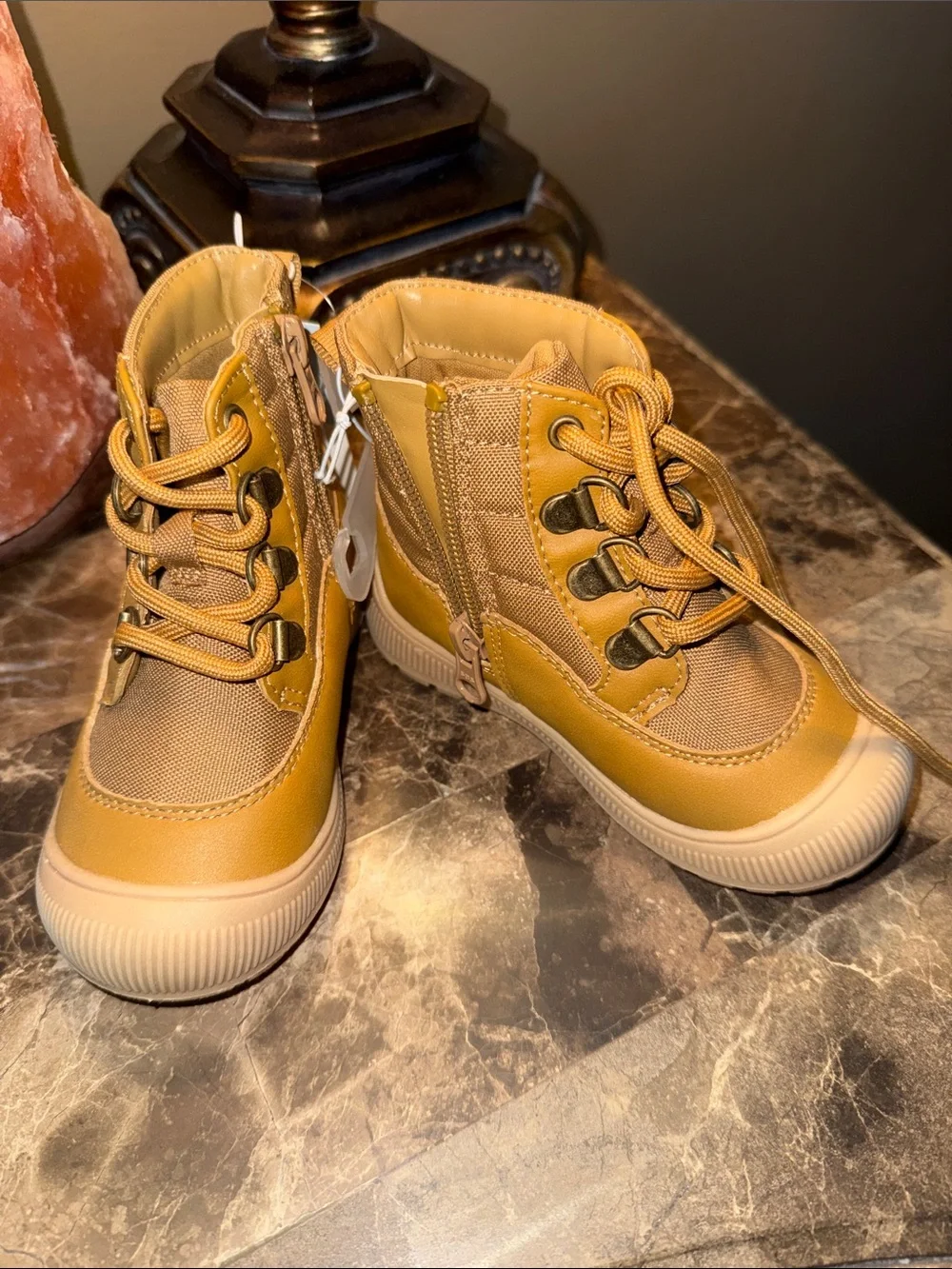 Cat & Jack Mustard Yellow Kids High-Top Lace-Up Boots